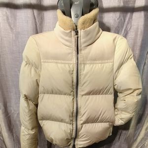 Coach 83124 Legacy Bomber w/ Lamb Shearling & Leather Trim Creme Jacket Sz M